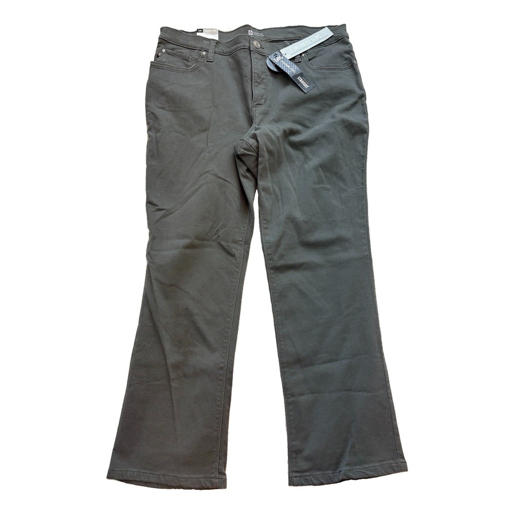 NEW Lee Classic Fit Pants Women 16 Petite Straight Leg Relaxed Fit Green Hi Rise